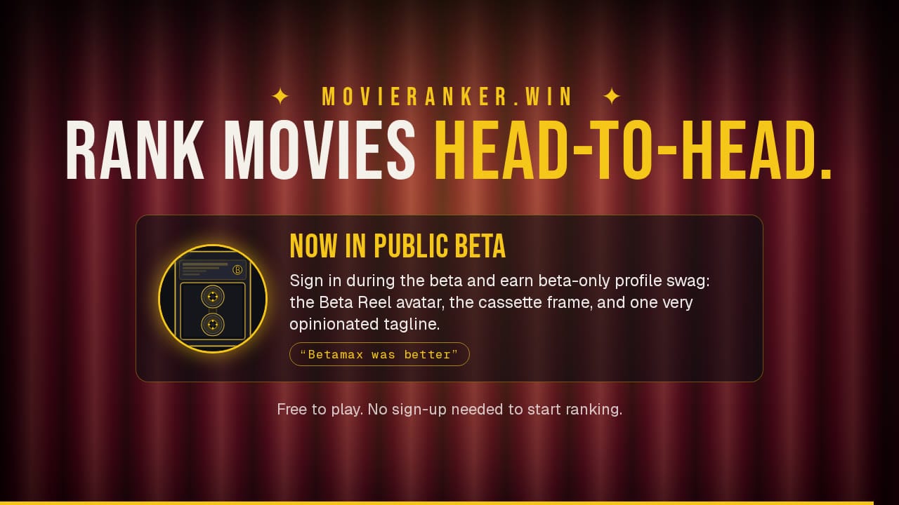 Introducing MovieRanker.win 🎞️🎉